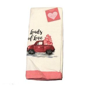 Envogue LOADS OF LOVE Valentine’s Day Kitchen Towels 2-Pc Red Truck Pink Hearts